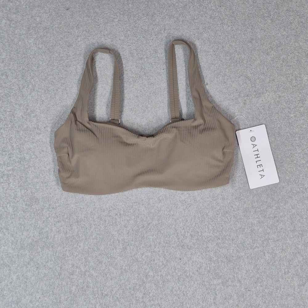 Athleta Women Swimwear 34DDD Taupe Square Neck Rib Bikini Top NWT